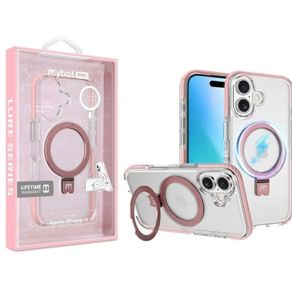 MyBat Pro Lure Series Case w/ MagSafe Kickstand Ring for Apple iPhone 16 - Pink